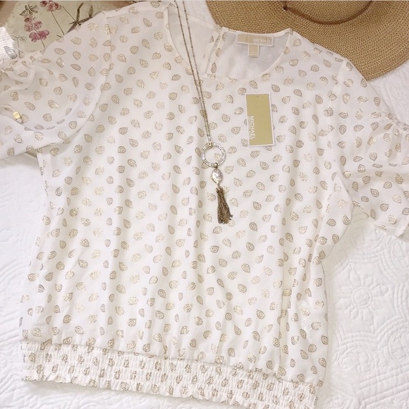 NWT Michael Kors Smocked Waist Top - Picture 1 of 16